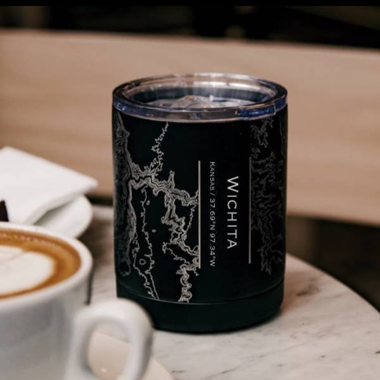 Wichita KS Map Insulated Cup in Matte Black