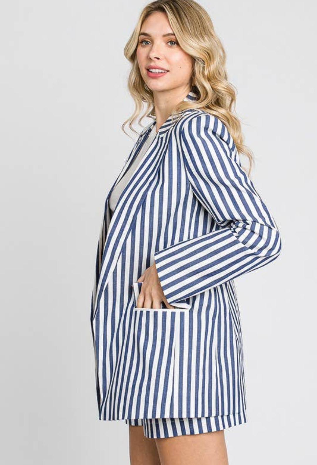 Blue white 2025 striped jacket