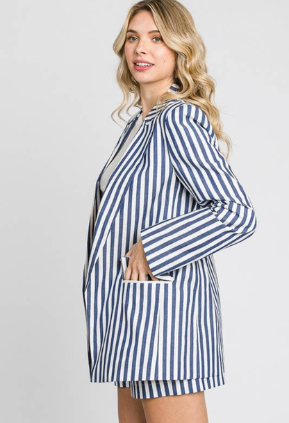 Blue & White Striped Blazer