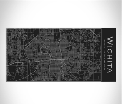 Wichita KS Map Insulated Bottle in Matte Black