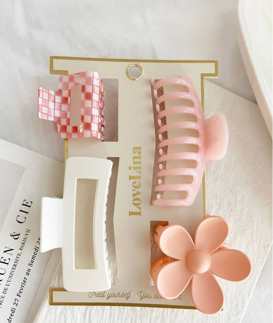 Pinks 4 Pack Assorted Clips