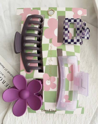 Lavender 4 Pack Assorted Clips