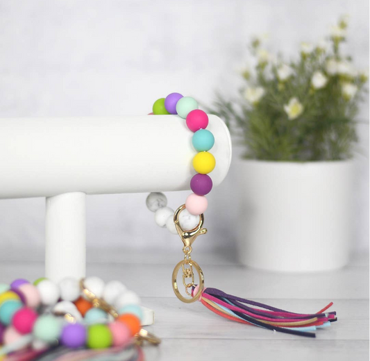 Rainbow Silicone Keyring Bracelet